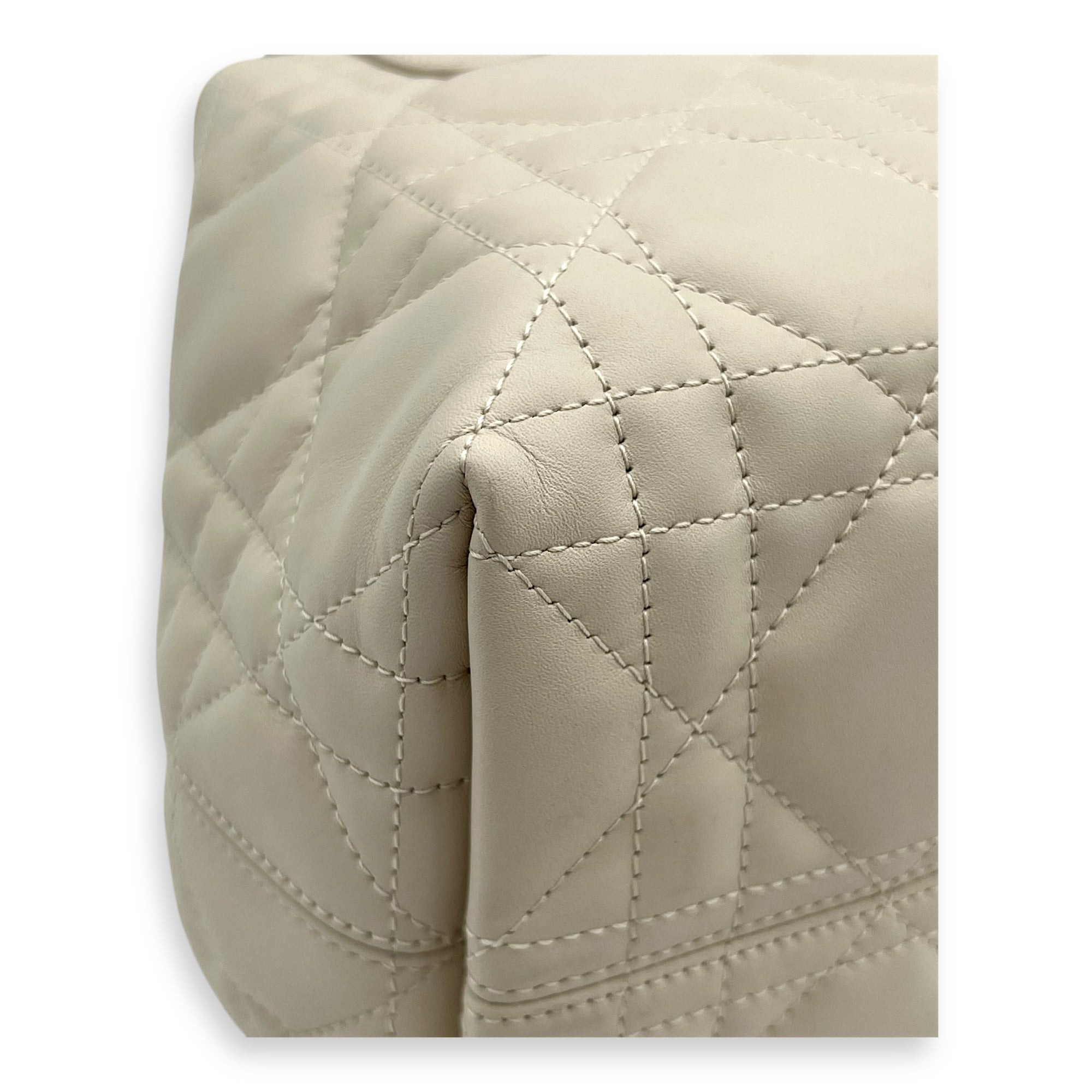 Toujours Top Handle Bag Small White in Lambskin, Silver hardware