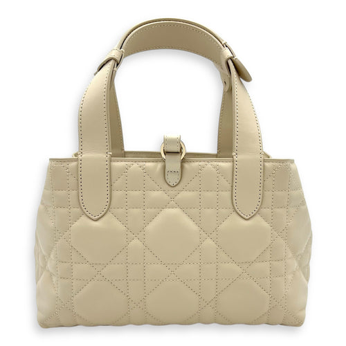 Toujours Top Handle Bag Small White in Lambskin, Silver hardware