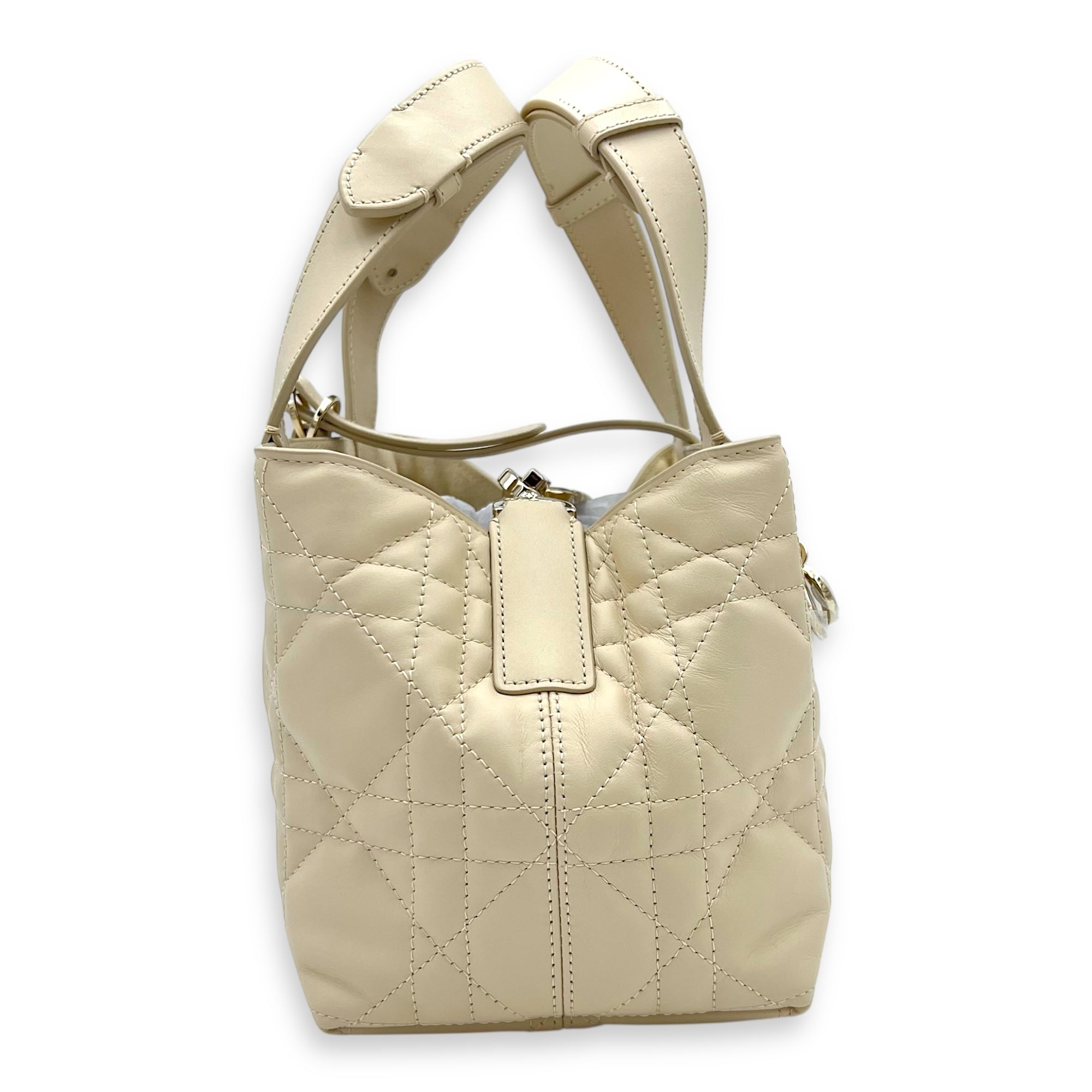 Toujours Top Handle Bag Small White in Lambskin, Silver hardware