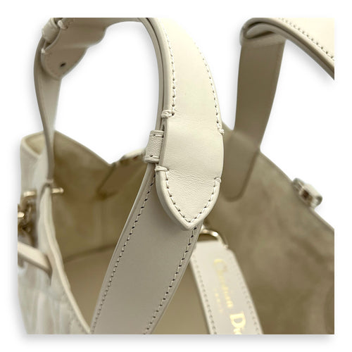 Toujours Top Handle Bag Small White in Lambskin, Silver hardware