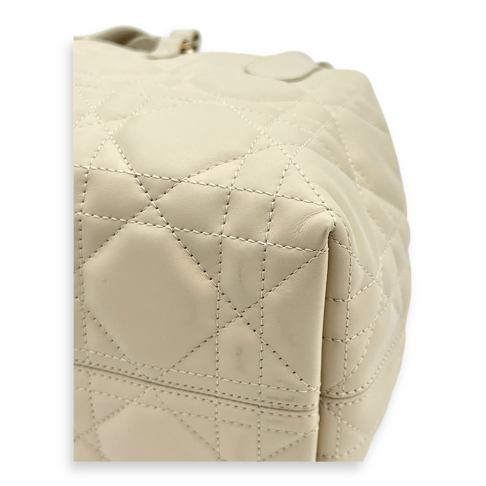 Toujours Top Handle Bag Small White in Lambskin, Silver hardware