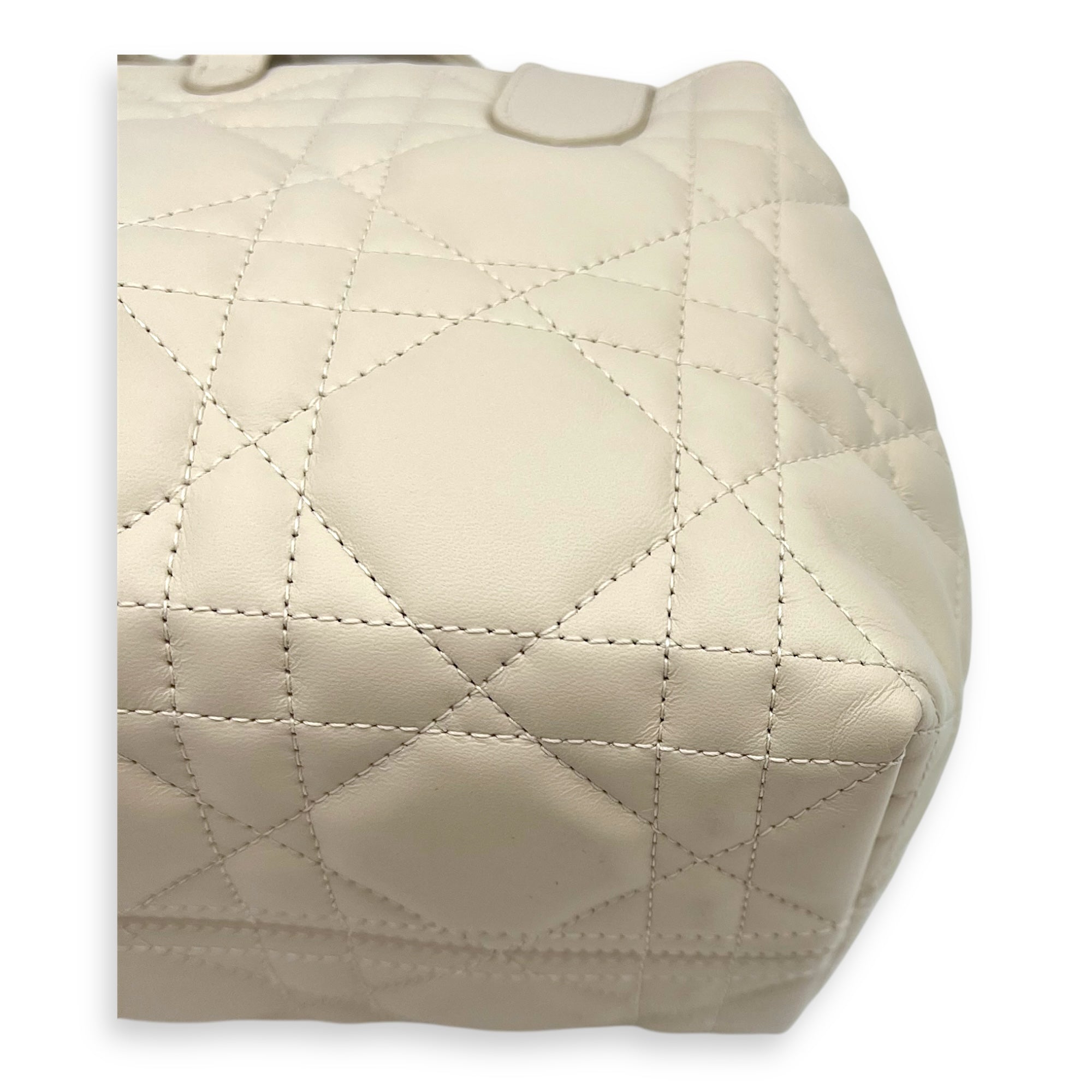 Toujours Top Handle Bag Small White in Lambskin, Silver hardware