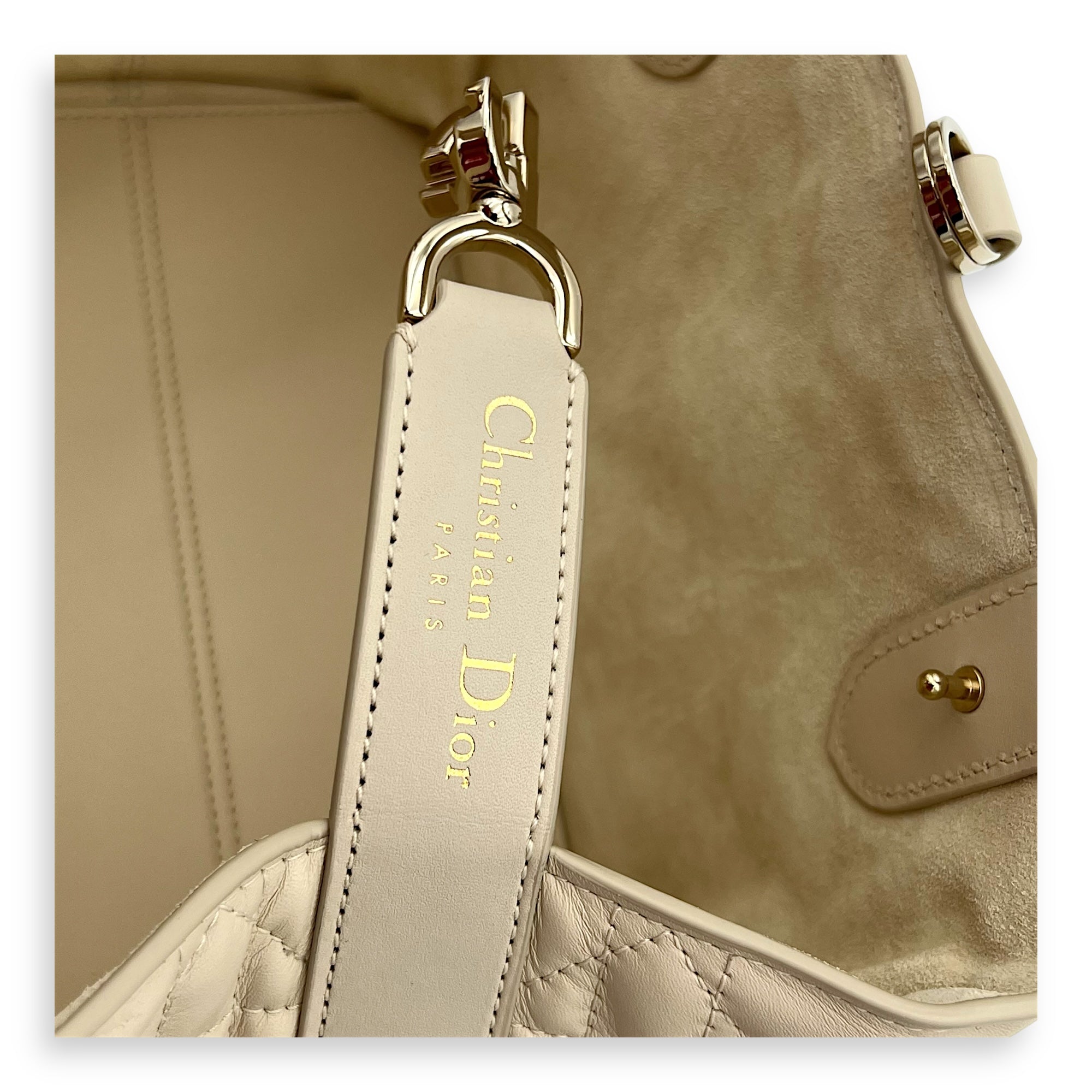 Toujours Top Handle Bag Small White in Lambskin, Silver hardware