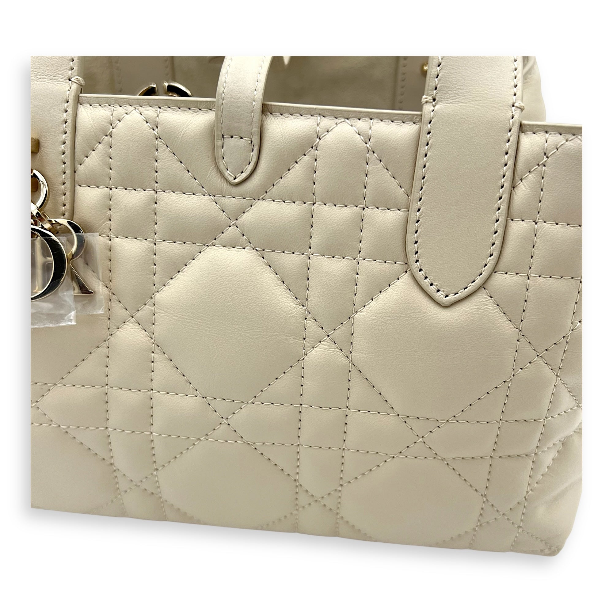 Toujours Top Handle Bag Small White in Lambskin, Silver hardware
