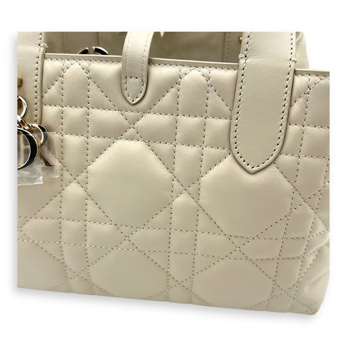 Toujours Top Handle Bag Small White in Lambskin, Silver hardware