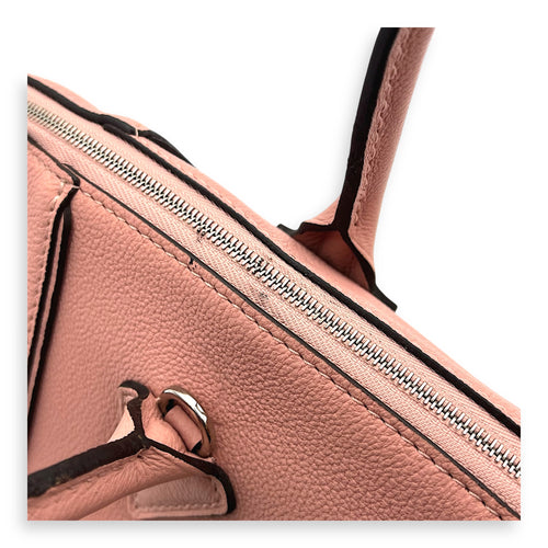 Lockit Top Handle Bag MM Pink in Calfskin, Silver hardware