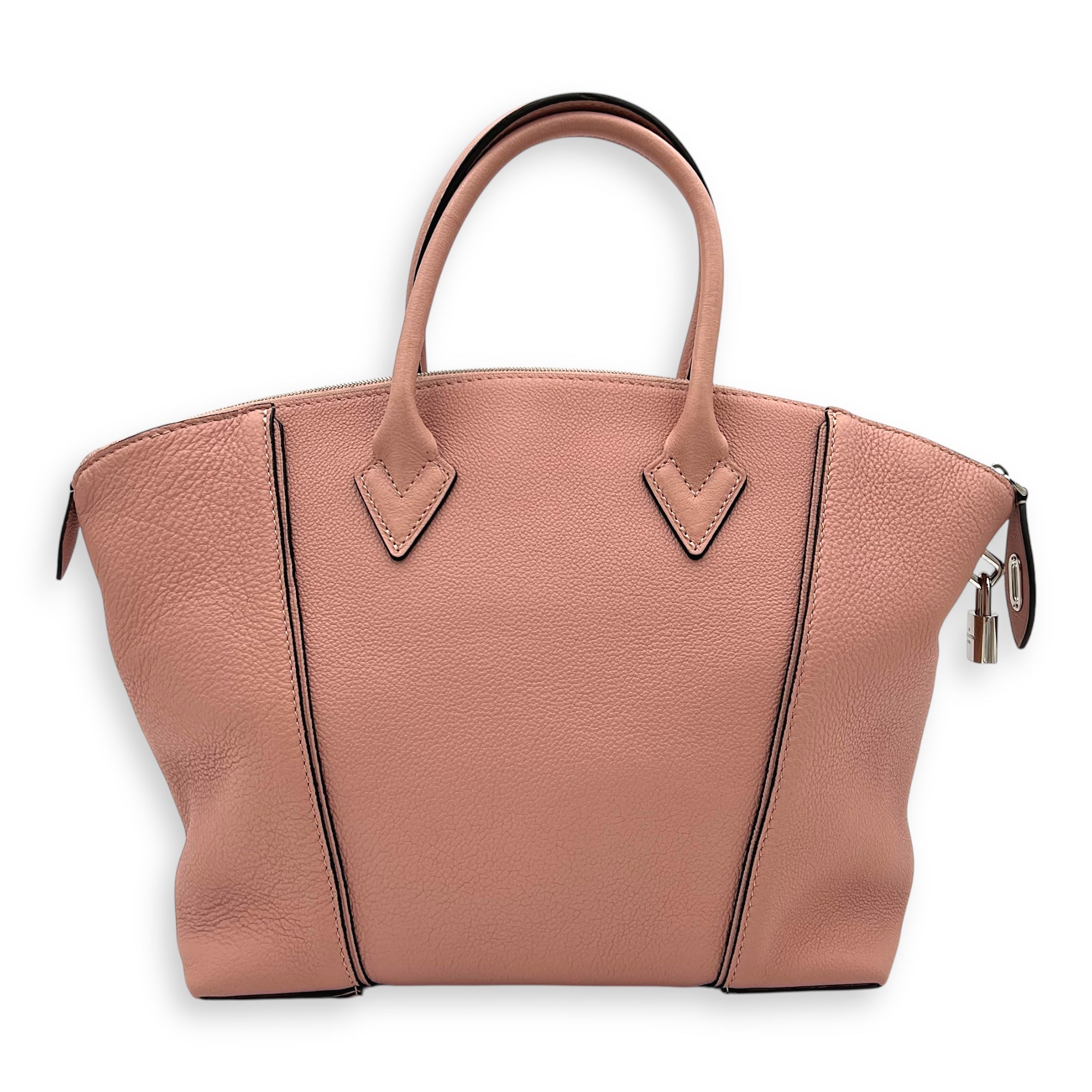 Lockit Top Handle Bag MM Pink in Calfskin, Silver hardware