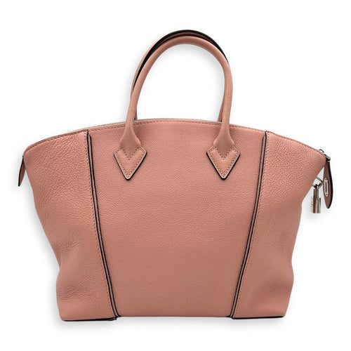 Lockit Top Handle Bag MM Pink in Calfskin, Silver hardware