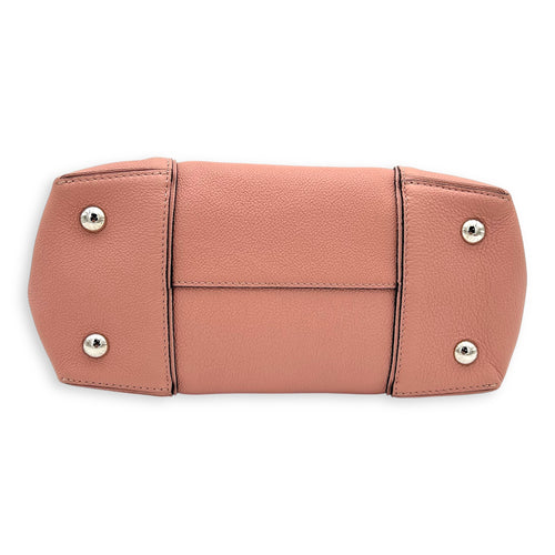 Lockit Top Handle Bag MM Pink in Calfskin, Silver hardware