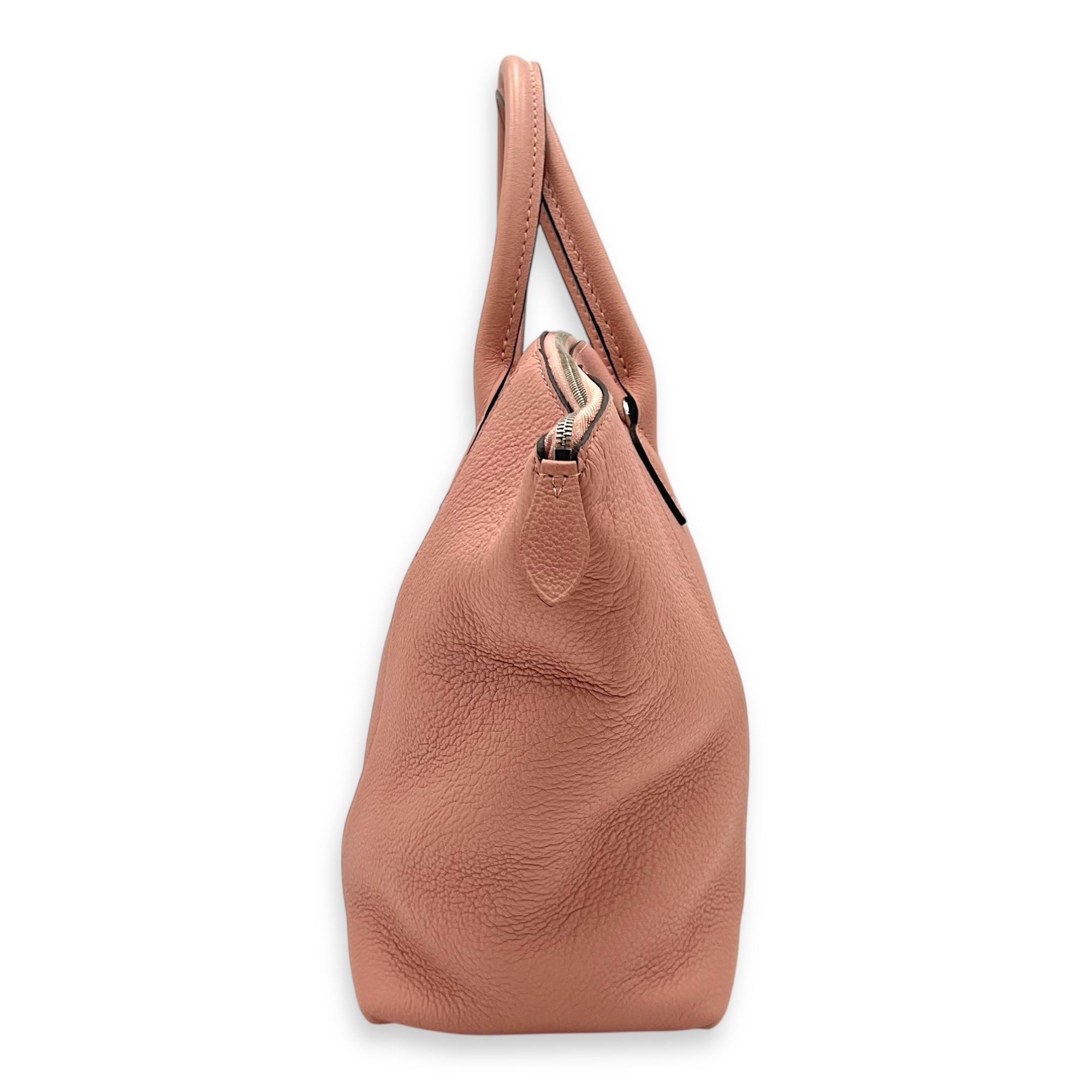 Lockit Top Handle Bag MM Pink in Calfskin, Silver hardware