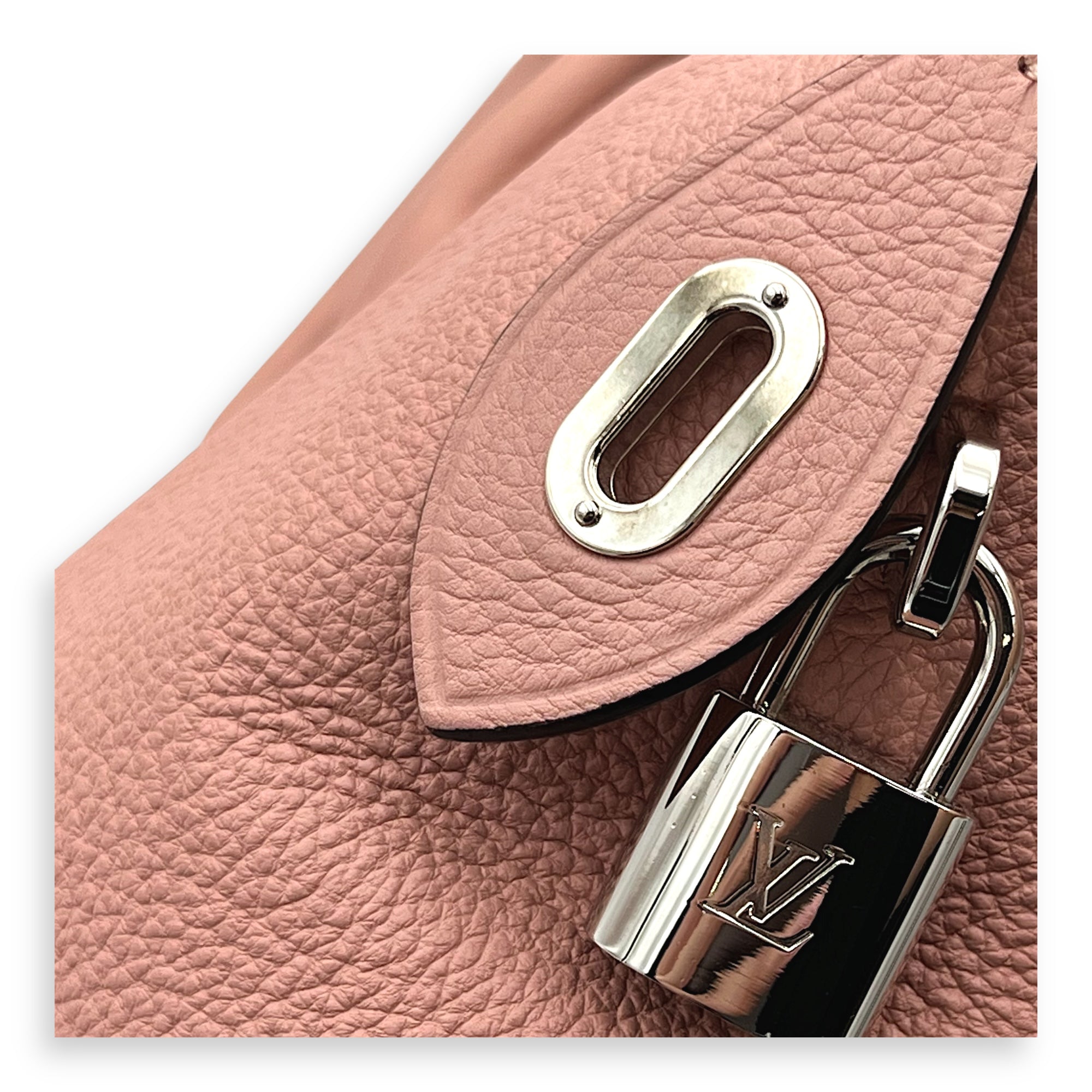 Lockit Top Handle Bag MM Pink in Calfskin, Silver hardware