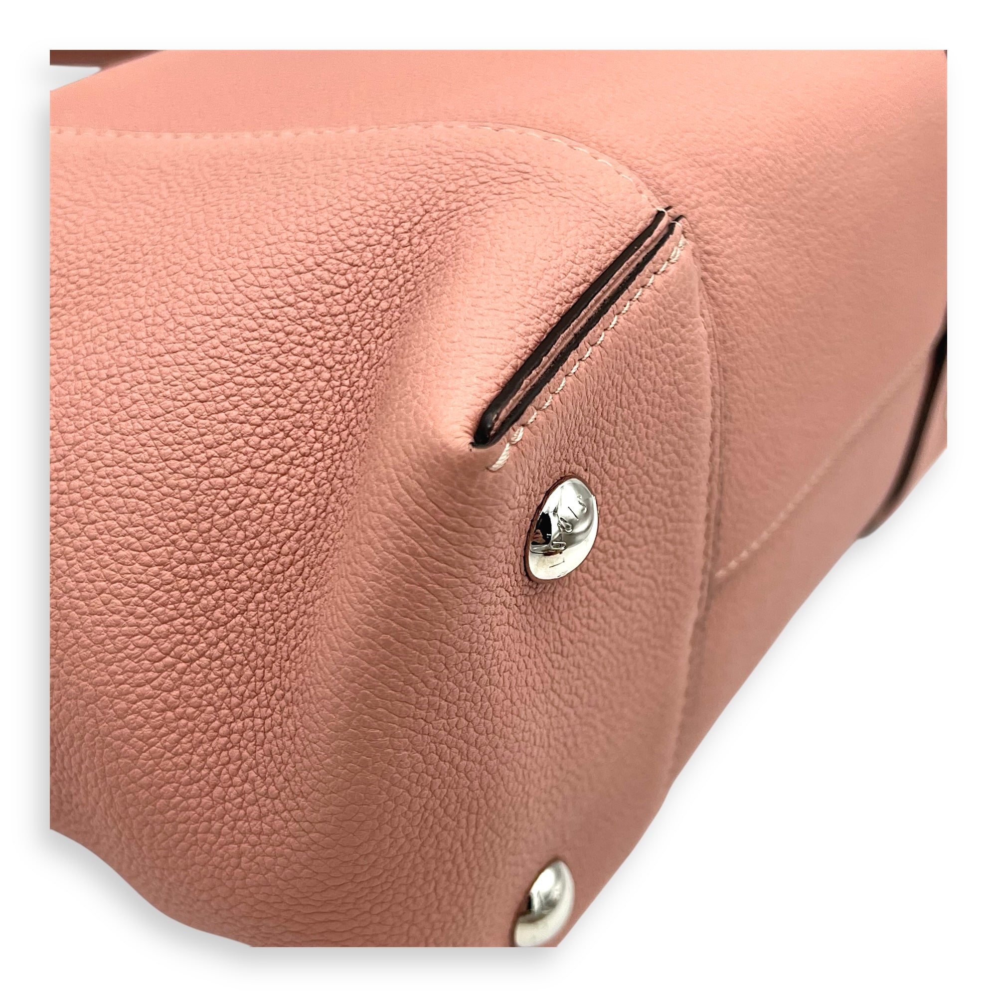 Lockit Top Handle Bag MM Pink in Calfskin, Silver hardware