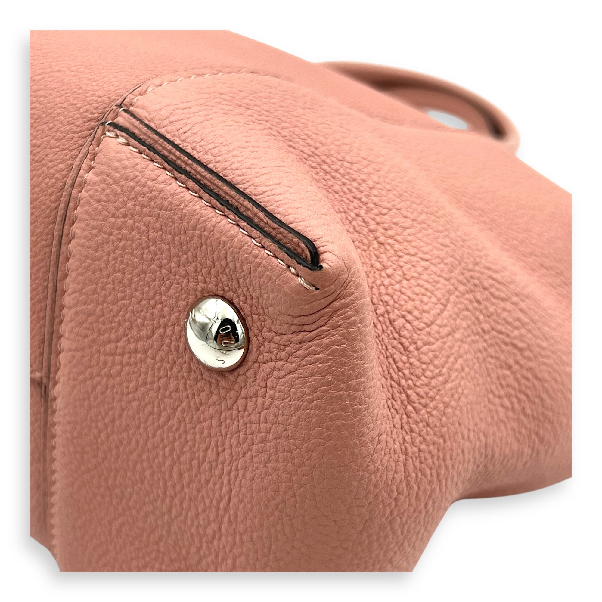 Lockit Top Handle Bag MM Pink in Calfskin, Silver hardware