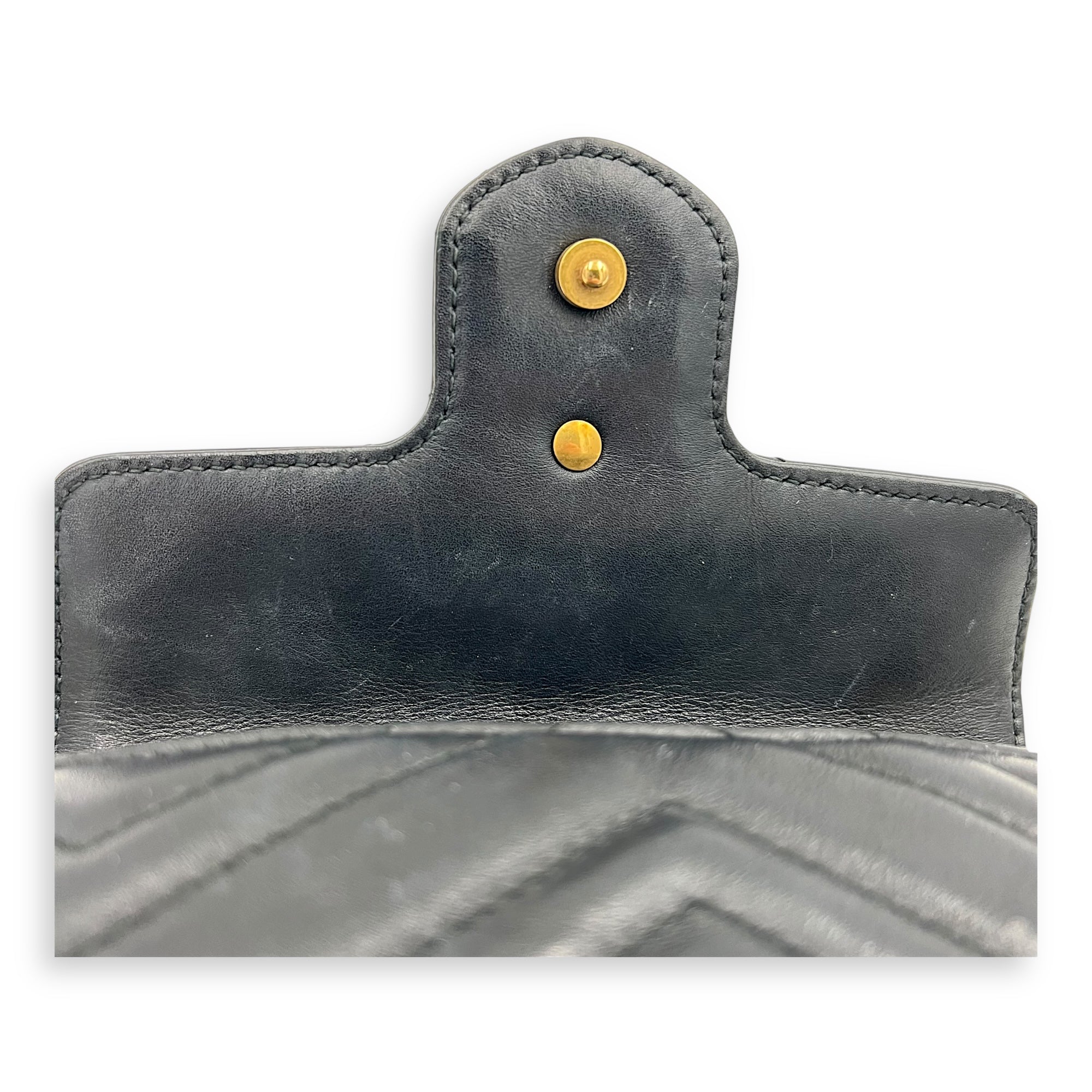 GG Marmont Crossbody Bag Super Mini Black in Calfskin, Gold hardware