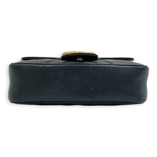 GG Marmont Crossbody Bag Super Mini Black in Calfskin, Gold hardware