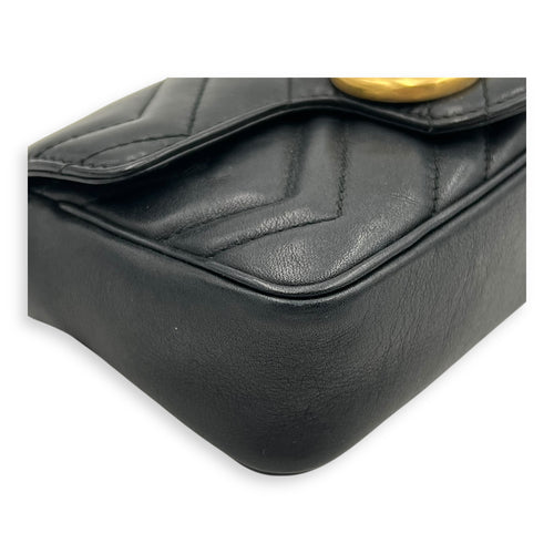 GG Marmont Crossbody Bag Super Mini Black in Calfskin, Gold hardware