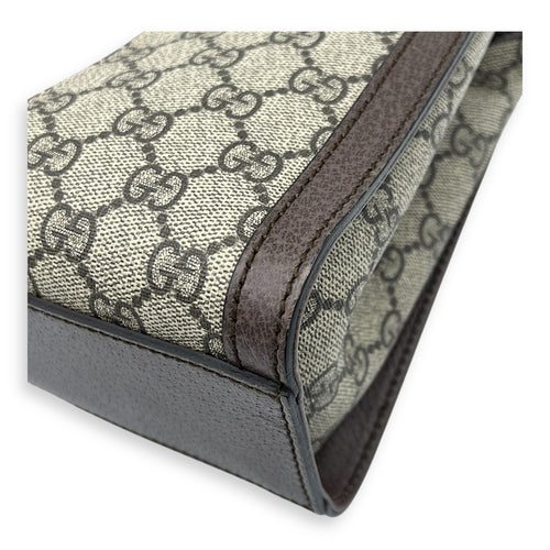 Ophidia Top Handle Bag Brown in Coated Canvas, Gold hardware