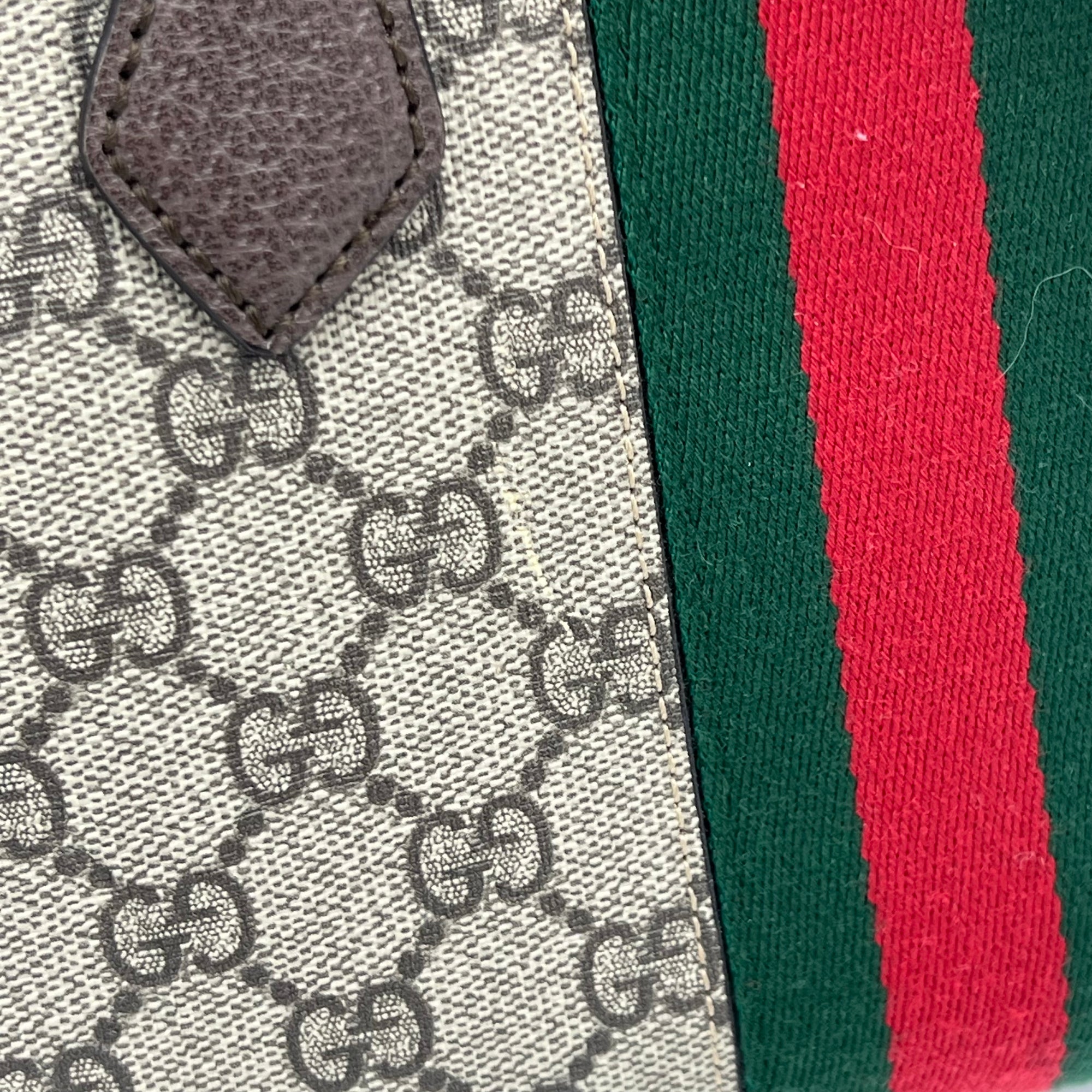 Ophidia Top Handle Bag Brown in Coated Canvas, Gold hardware