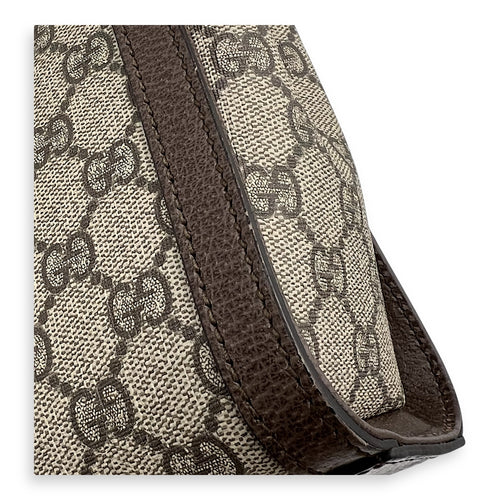 Ophidia Top Handle Bag Brown in Coated Canvas, Gold hardware