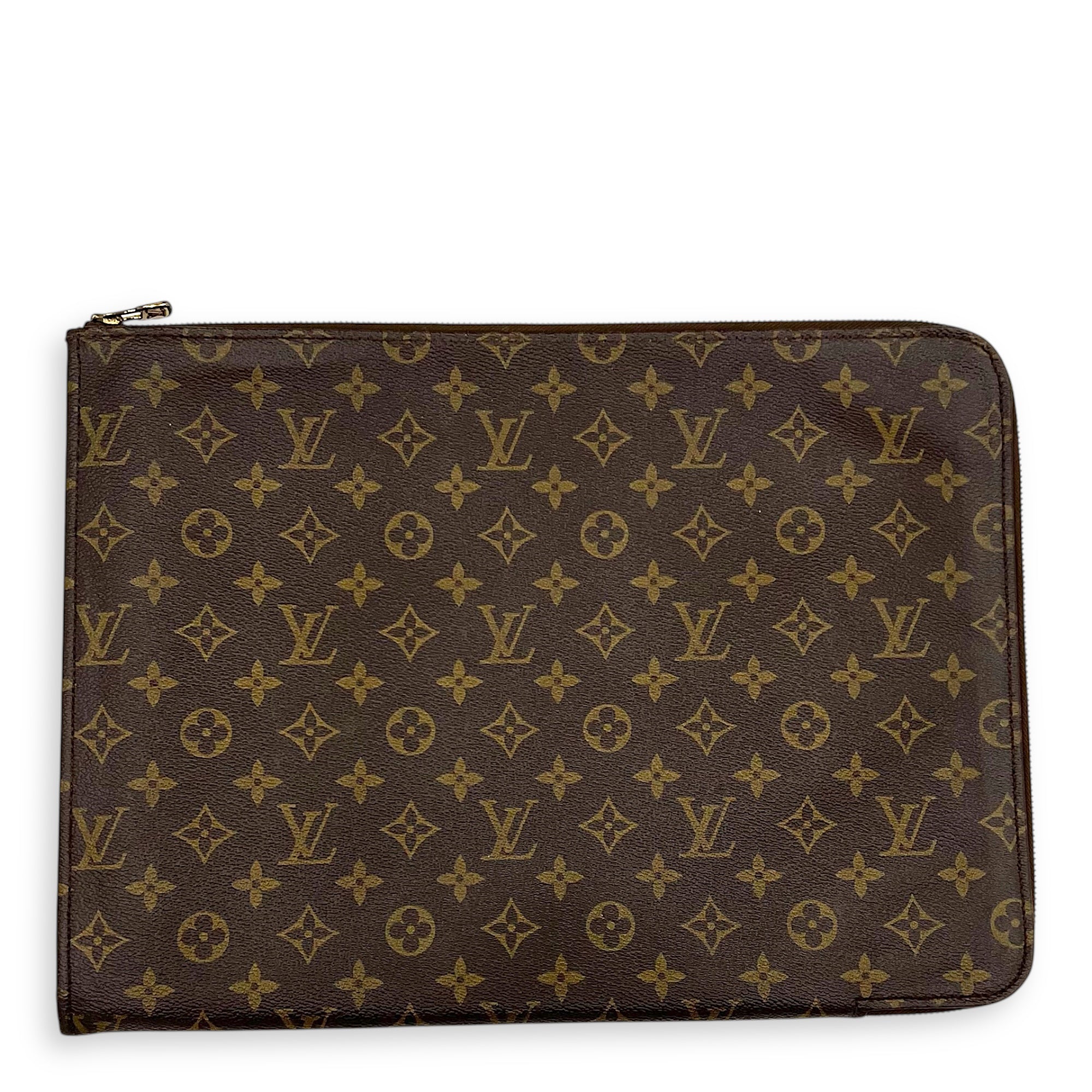 Others Document Case Brown in Monogram Coated Canvas, Gold hardware