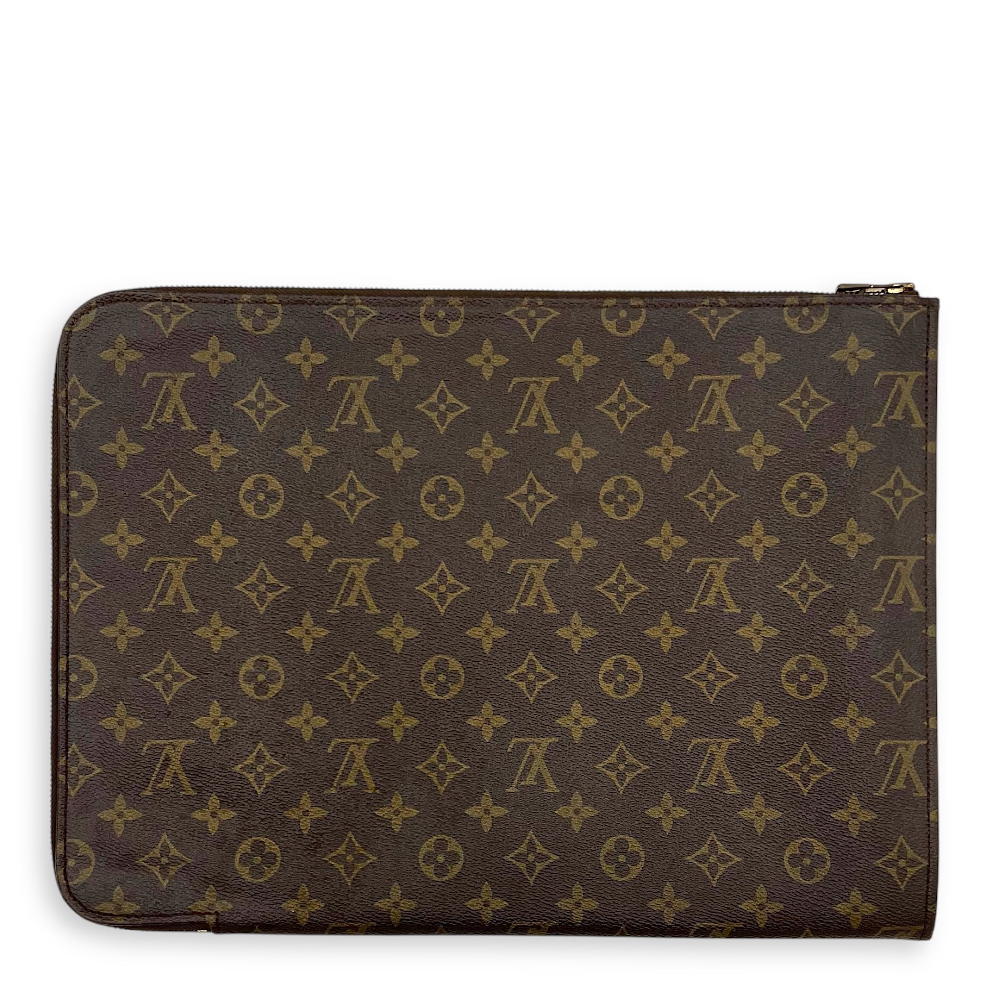 Others Document Case Brown in Monogram Coated Canvas, Gold hardware