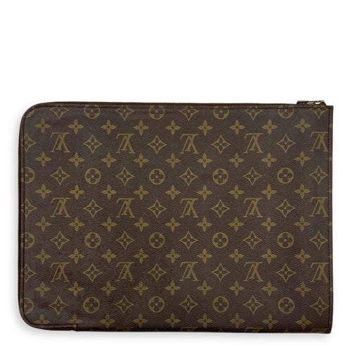Others Document Case Brown in Monogram Coated Canvas, Gold hardware