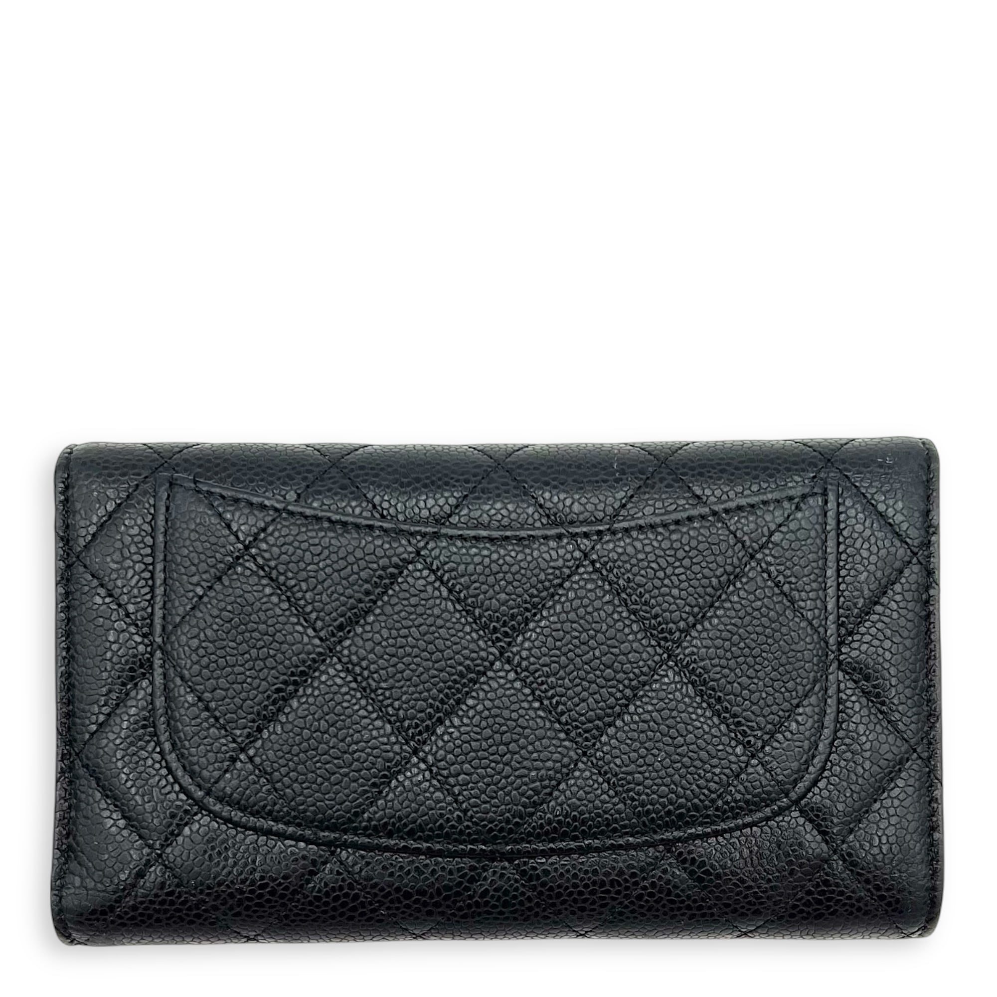 CC Wallet Black in Caviar Leather, Silver hardware