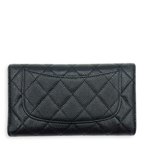 CC Wallet Black in Caviar Leather, Silver hardware