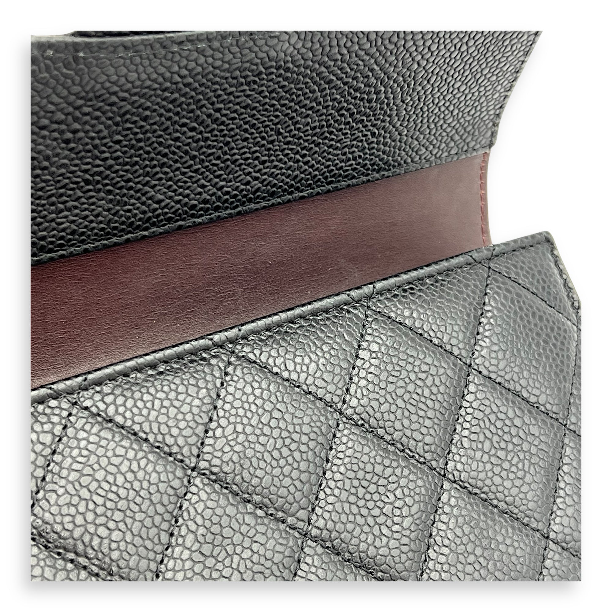CC Wallet Black in Caviar Leather, Silver hardware