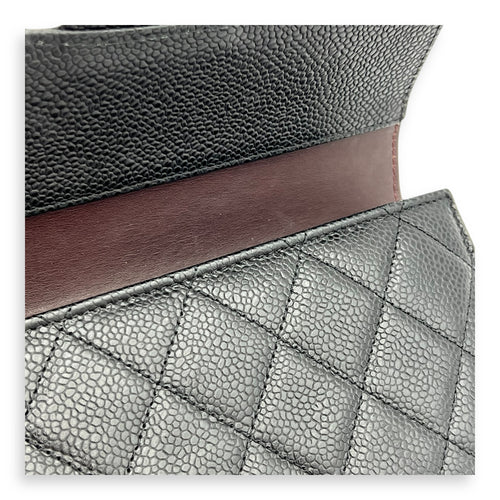 CC Wallet Black in Caviar Leather, Silver hardware