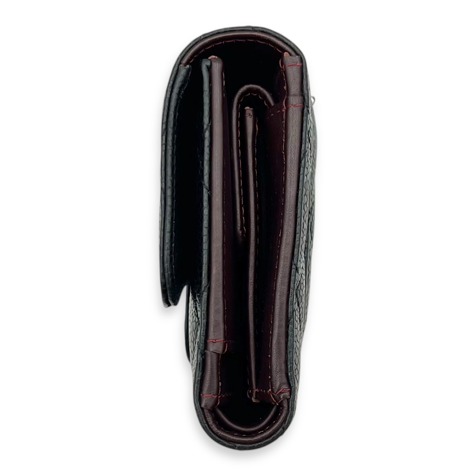 CC Wallet Black in Caviar Leather, Silver hardware