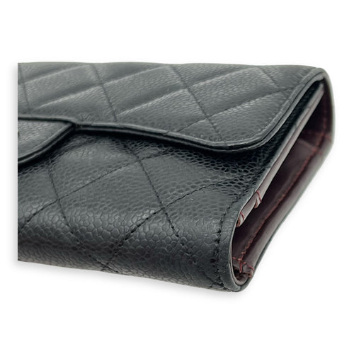 CC Wallet Black in Caviar Leather, Silver hardware