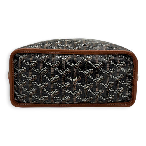 Anjou Tote Bag Mini Black in Coated Canvas, Silver hardware