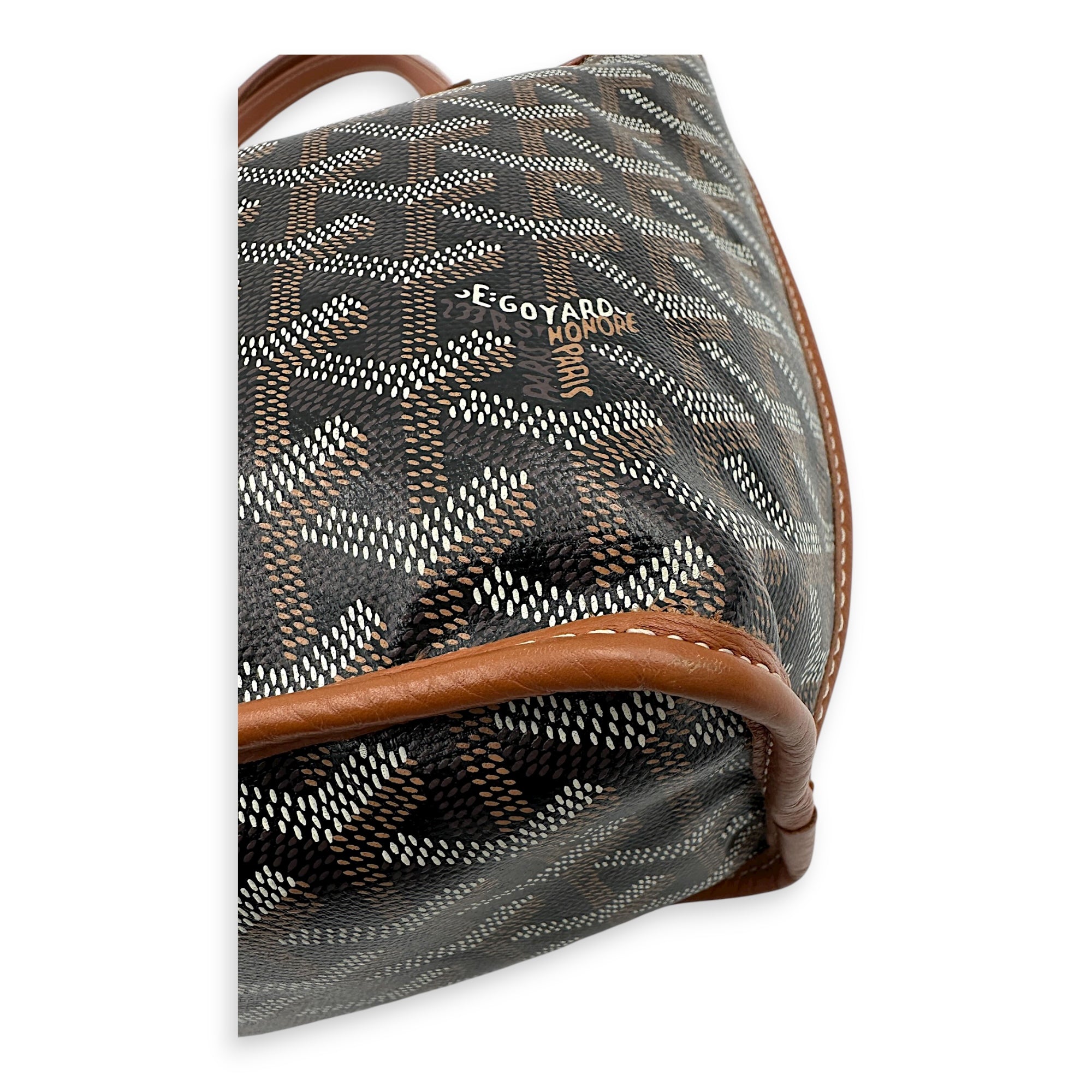 Anjou Tote Bag Mini Black in Coated Canvas, Silver hardware