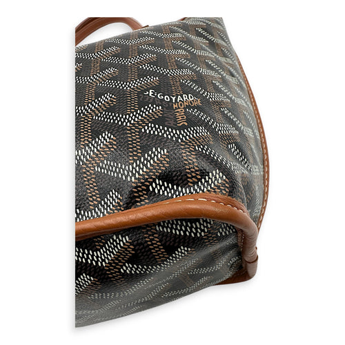 Anjou Tote Bag Mini Black in Coated Canvas, Silver hardware