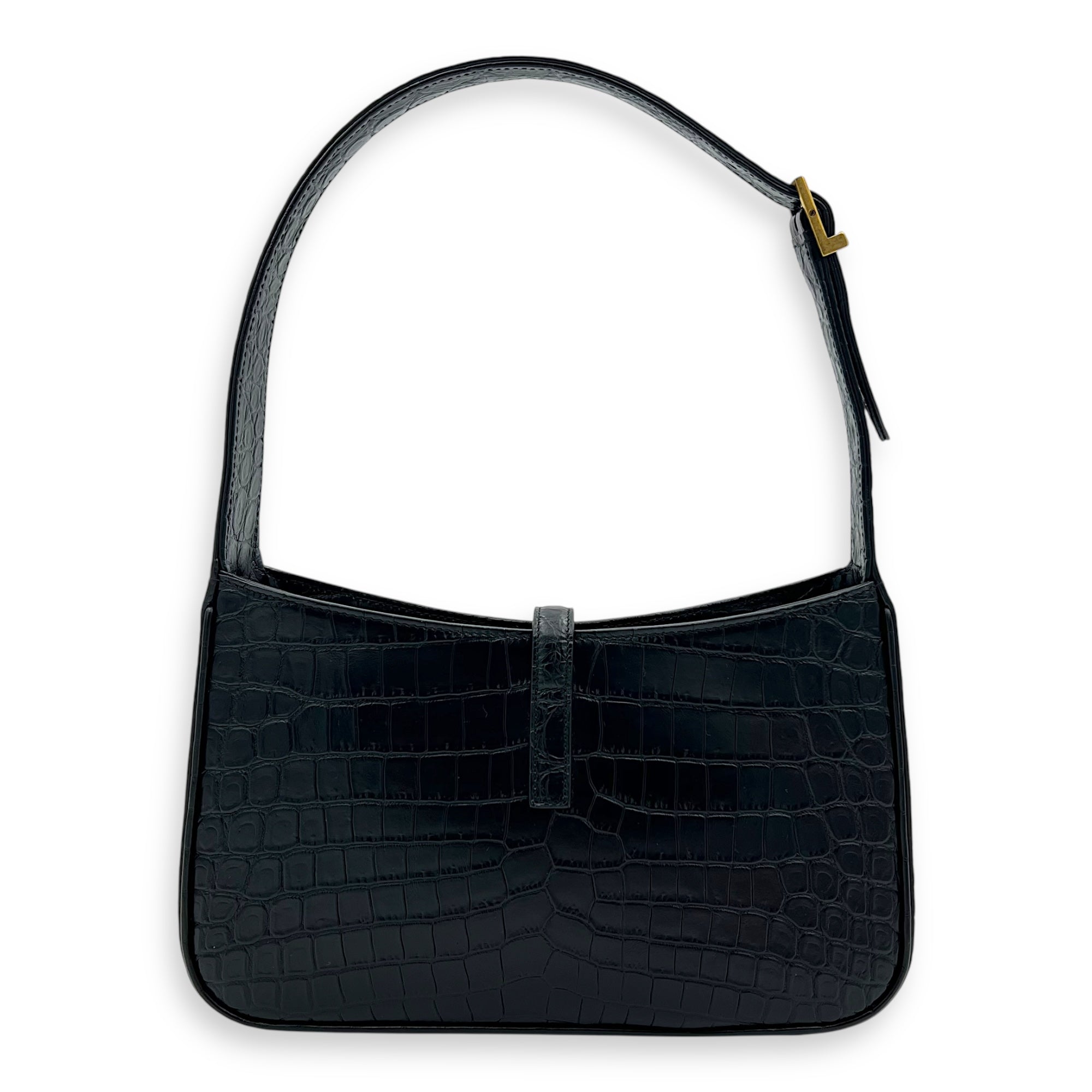 Le 5 A 7 Shoulder Bag Medium Black in Calfskin, Gold hardware