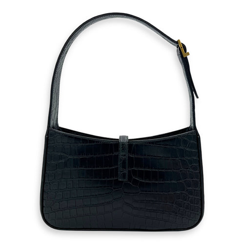 Le 5 A 7 Shoulder Bag Medium Black in Calfskin, Gold hardware
