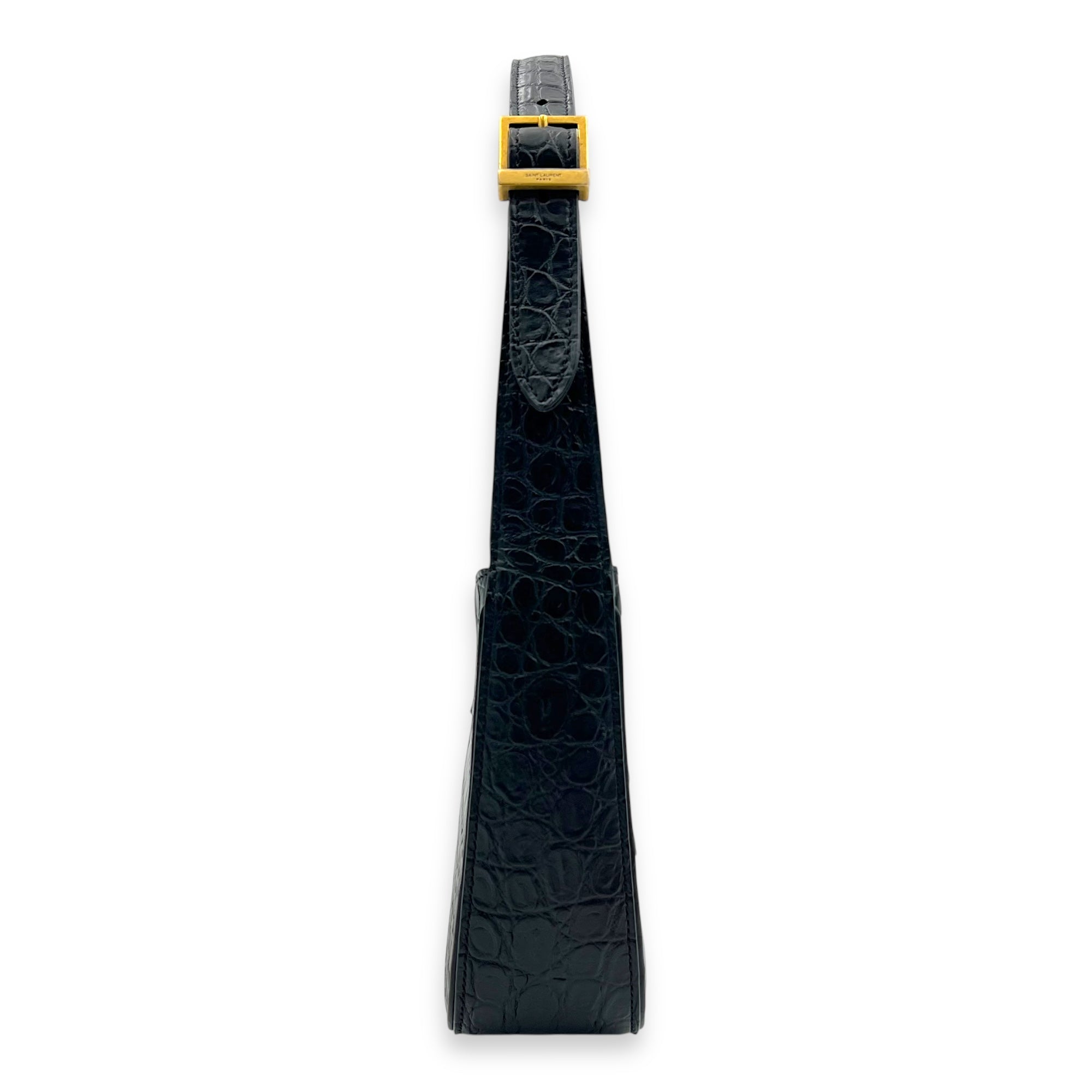 Le 5 A 7 Shoulder Bag Medium Black in Calfskin, Gold hardware