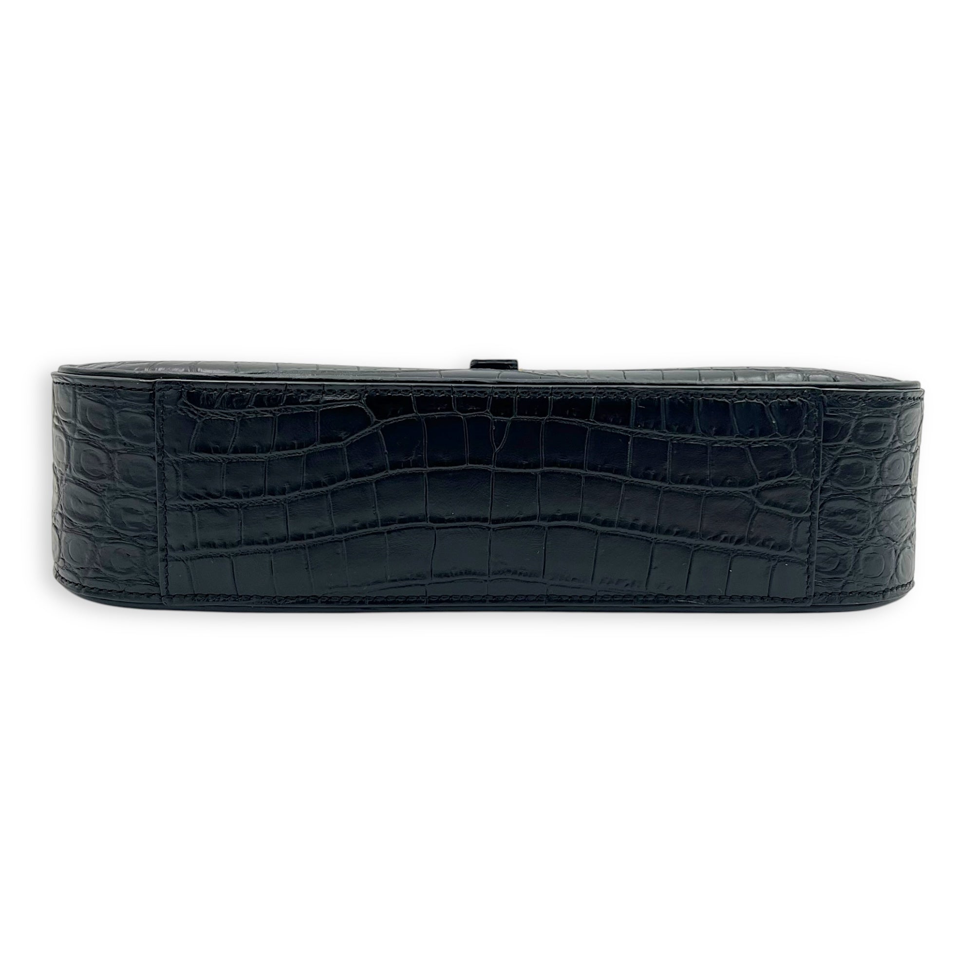 Le 5 A 7 Shoulder Bag Medium Black in Calfskin, Gold hardware