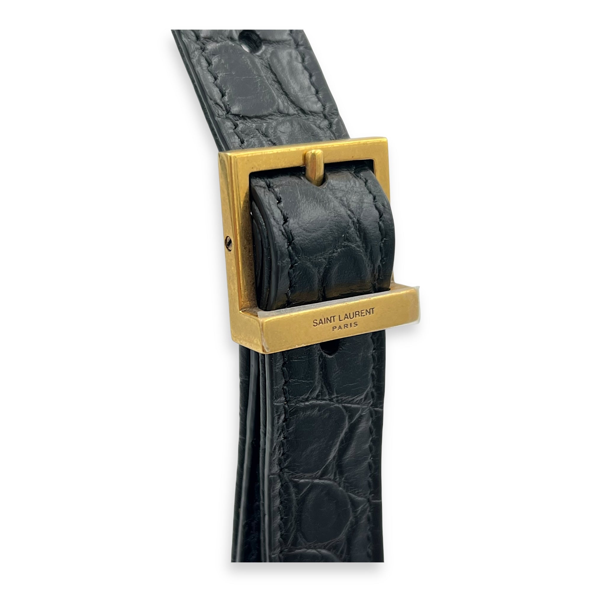 Le 5 A 7 Shoulder Bag Medium Black in Calfskin, Gold hardware