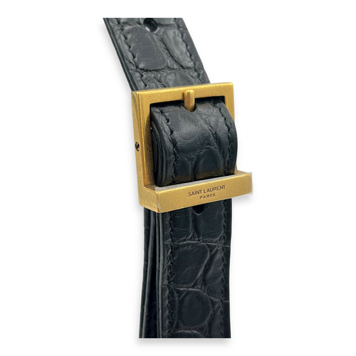 Le 5 A 7 Shoulder Bag Medium Black in Calfskin, Gold hardware
