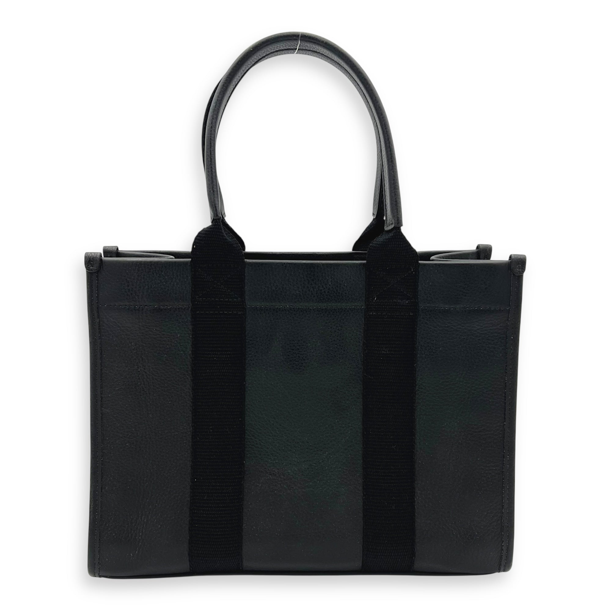 Logo Tote Bag Black in Calfskin, Silver hardware