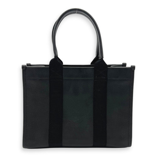 Logo Tote Bag Black in Calfskin, Silver hardware