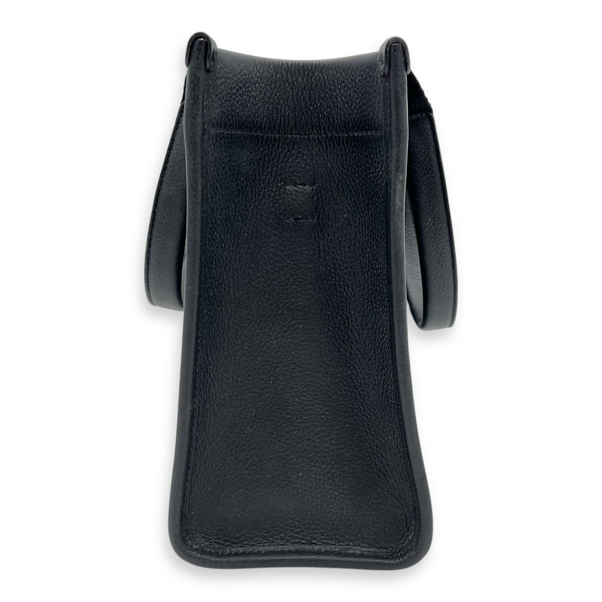 Logo Tote Bag Black in Calfskin, Silver hardware