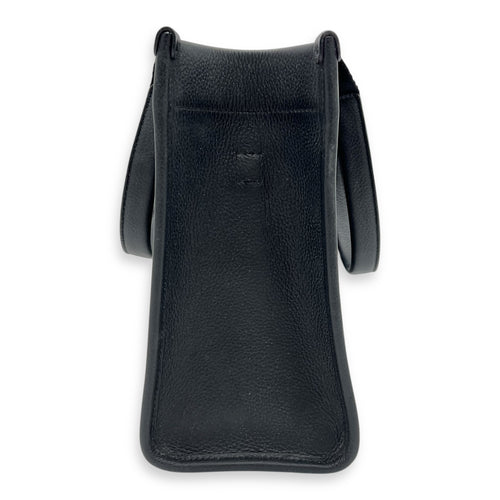 Logo Tote Bag Black in Calfskin, Silver hardware