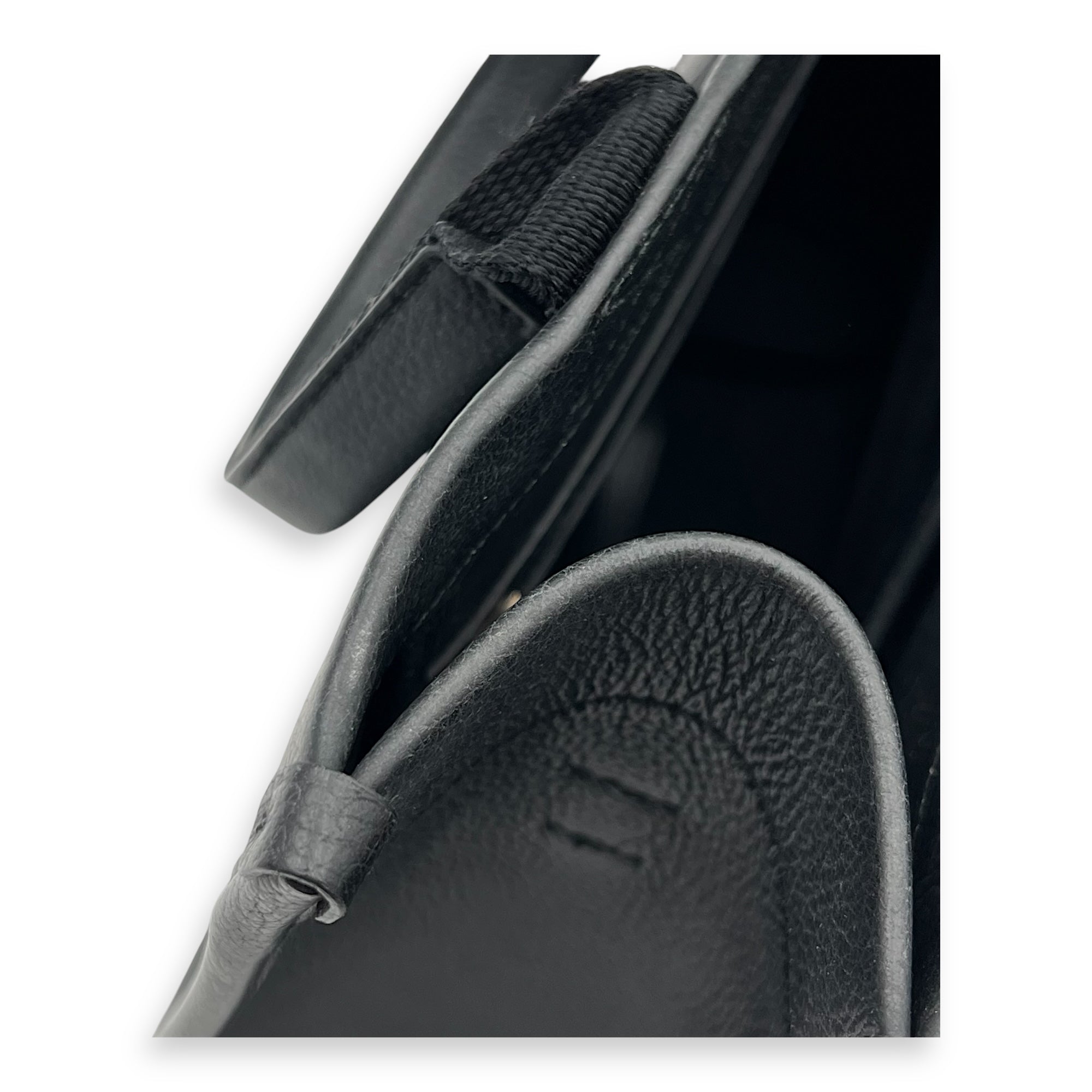 Logo Tote Bag Black in Calfskin, Silver hardware