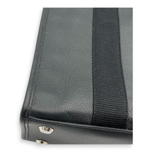 Logo Tote Bag Black in Calfskin, Silver hardware