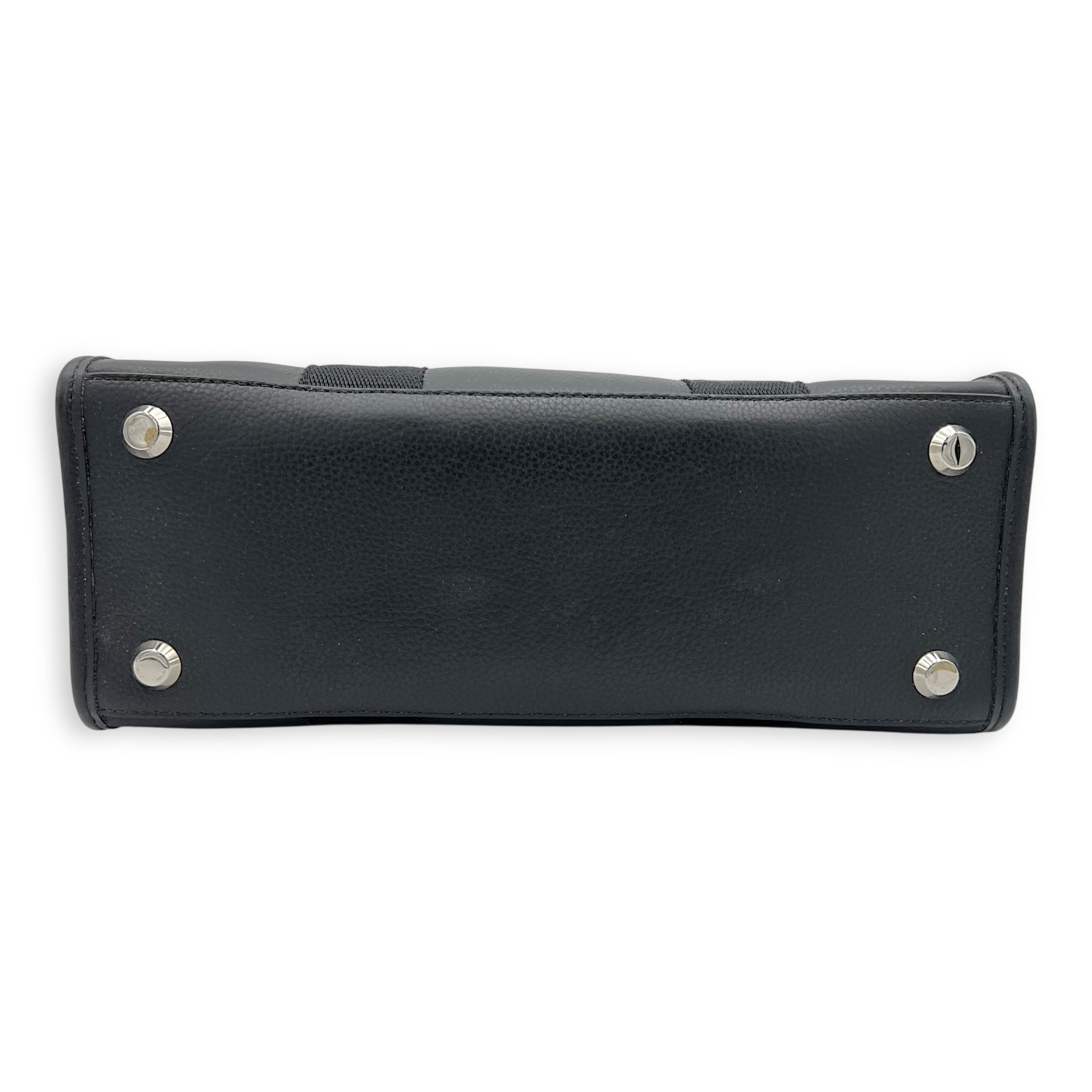 Logo Tote Bag Black in Calfskin, Silver hardware