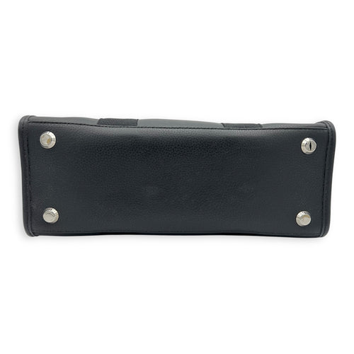 Logo Tote Bag Black in Calfskin, Silver hardware