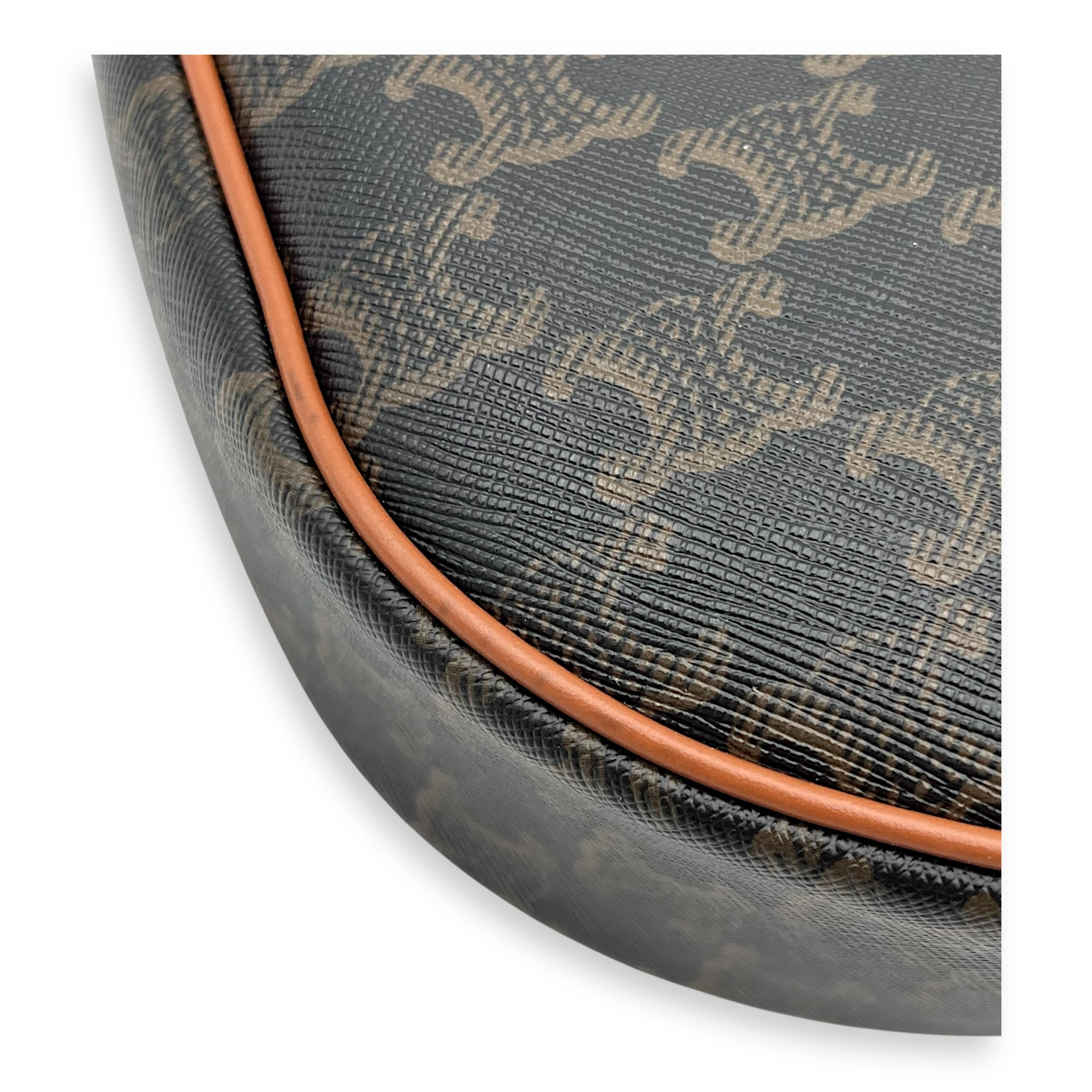 Ava Triomphe Shoulder Bag Brown in Coated Canvas, Gold hardware